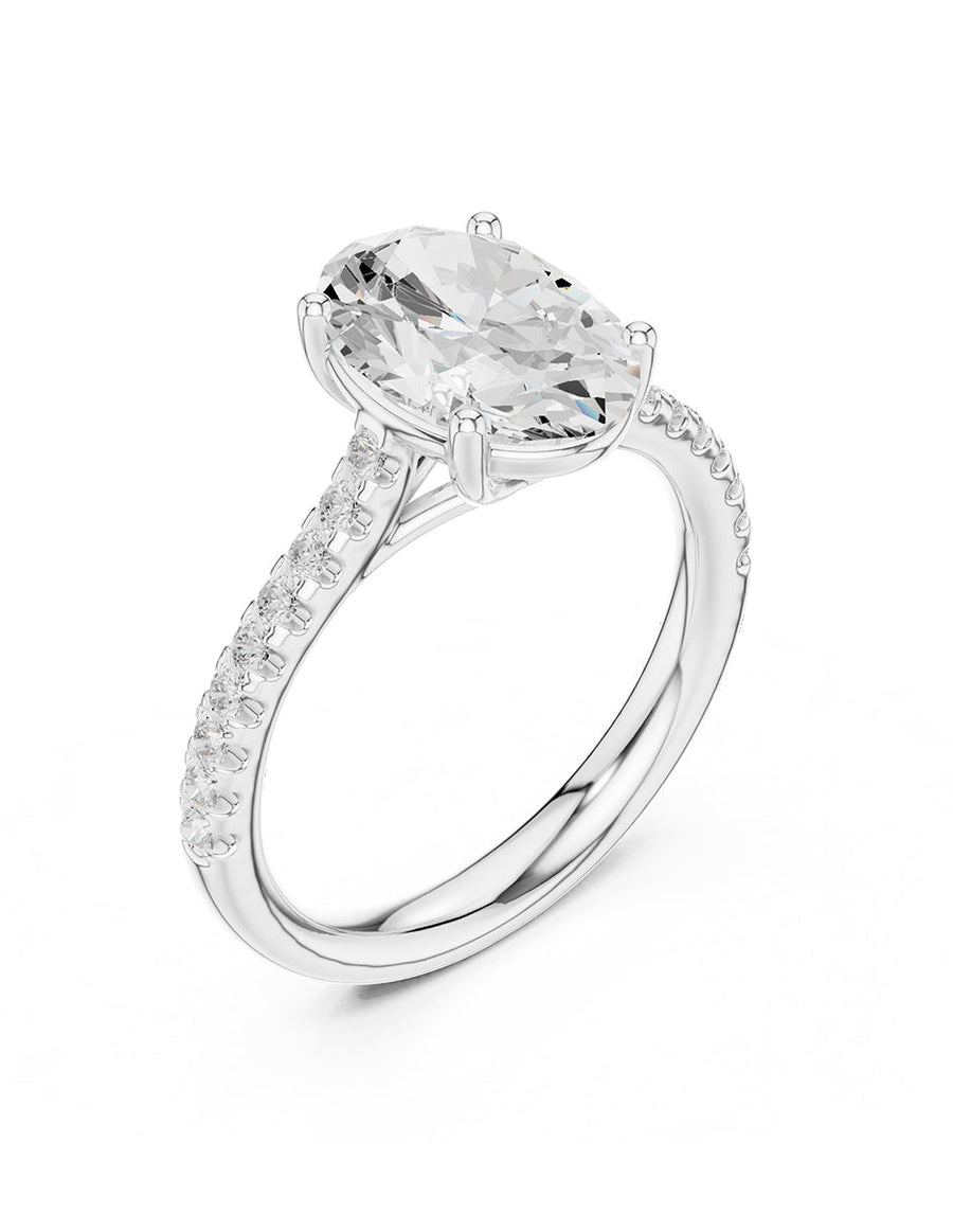 Anillo de compromiso - piedras laterales - AMORE274-OV-LG