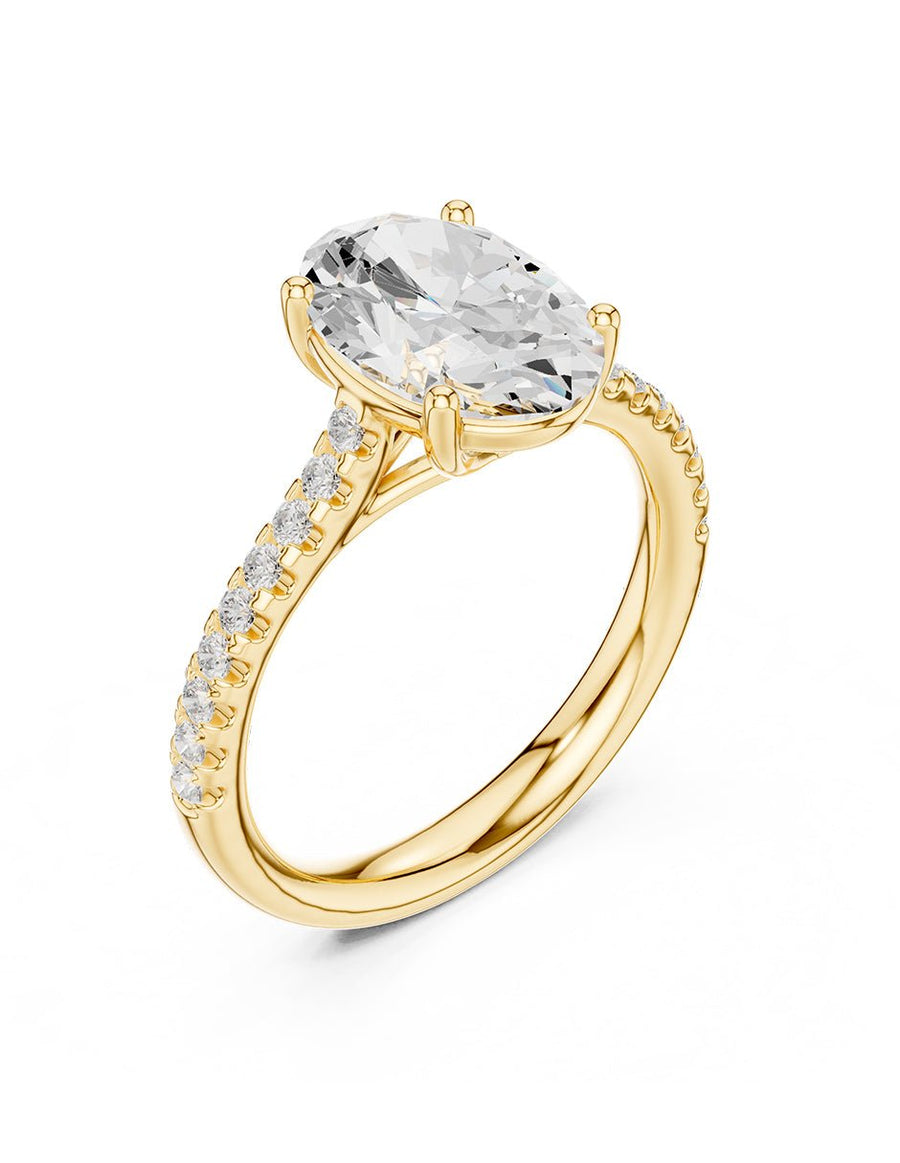 Anillo de compromiso - piedras laterales - AMORE274-OV-LG