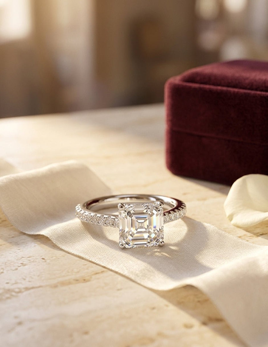 Anillo de compromiso - piedras laterales - AMORE275-AS-LG