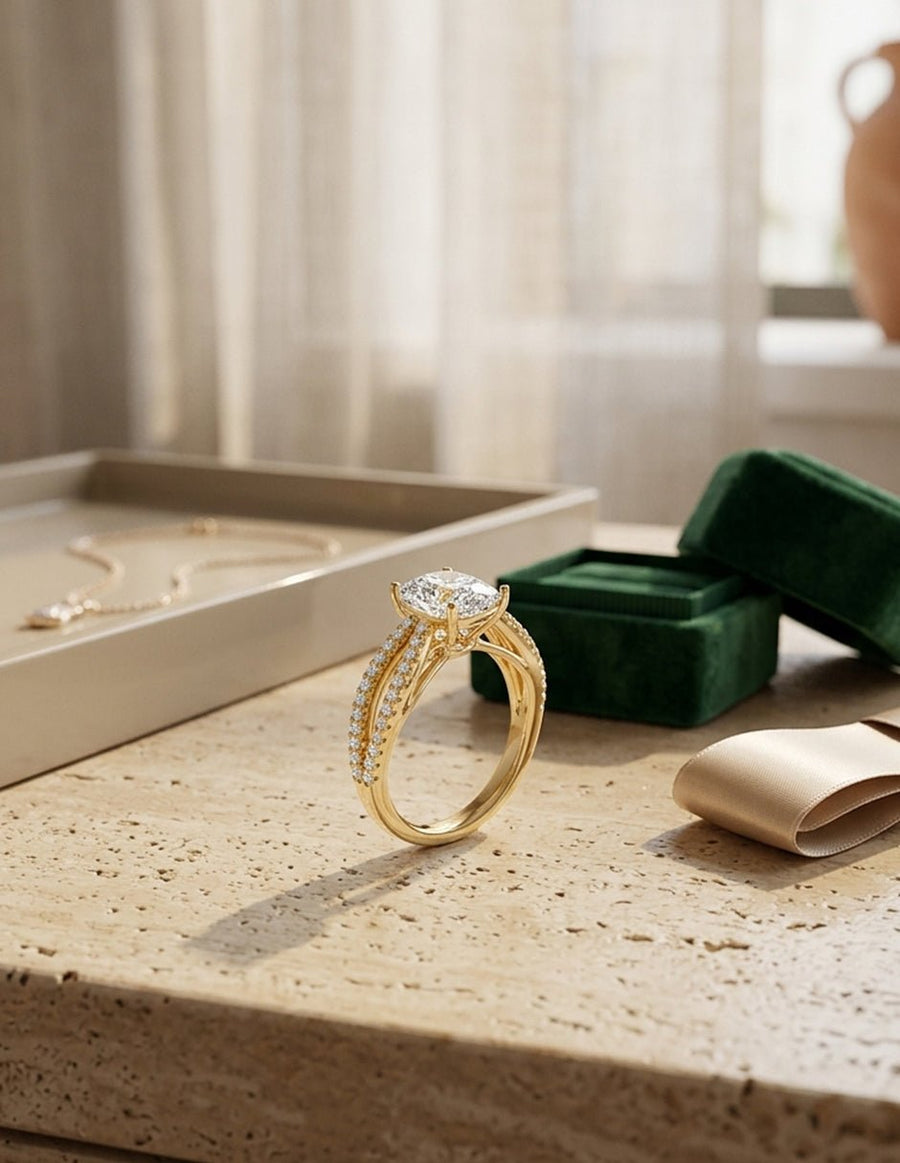 Anillo de compromiso - piedras laterales - AMORE276-CU-LG