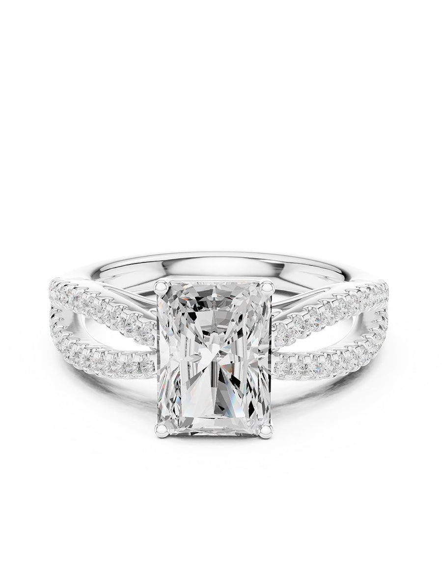 Anillo de compromiso - piedras laterales - AMORE276-EM-LG