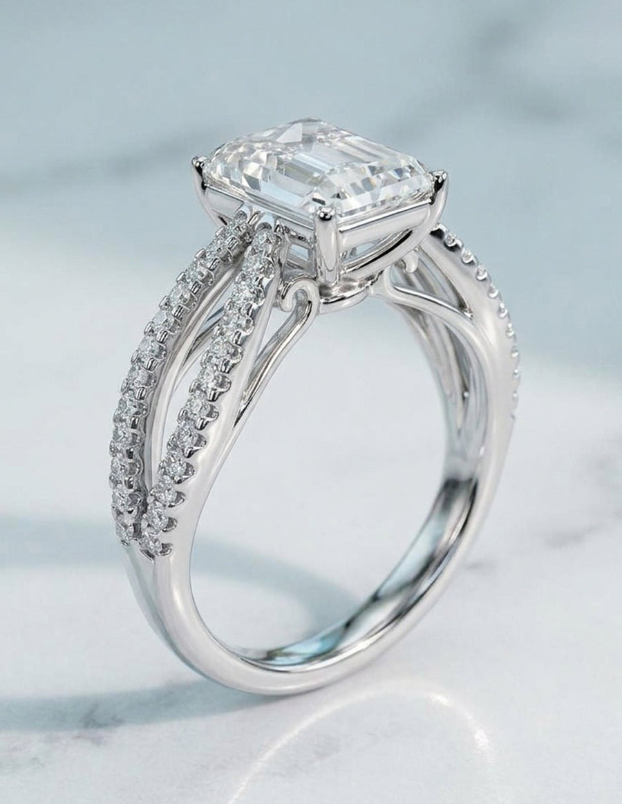 Anillo de compromiso - piedras laterales - AMORE276-EM-LG