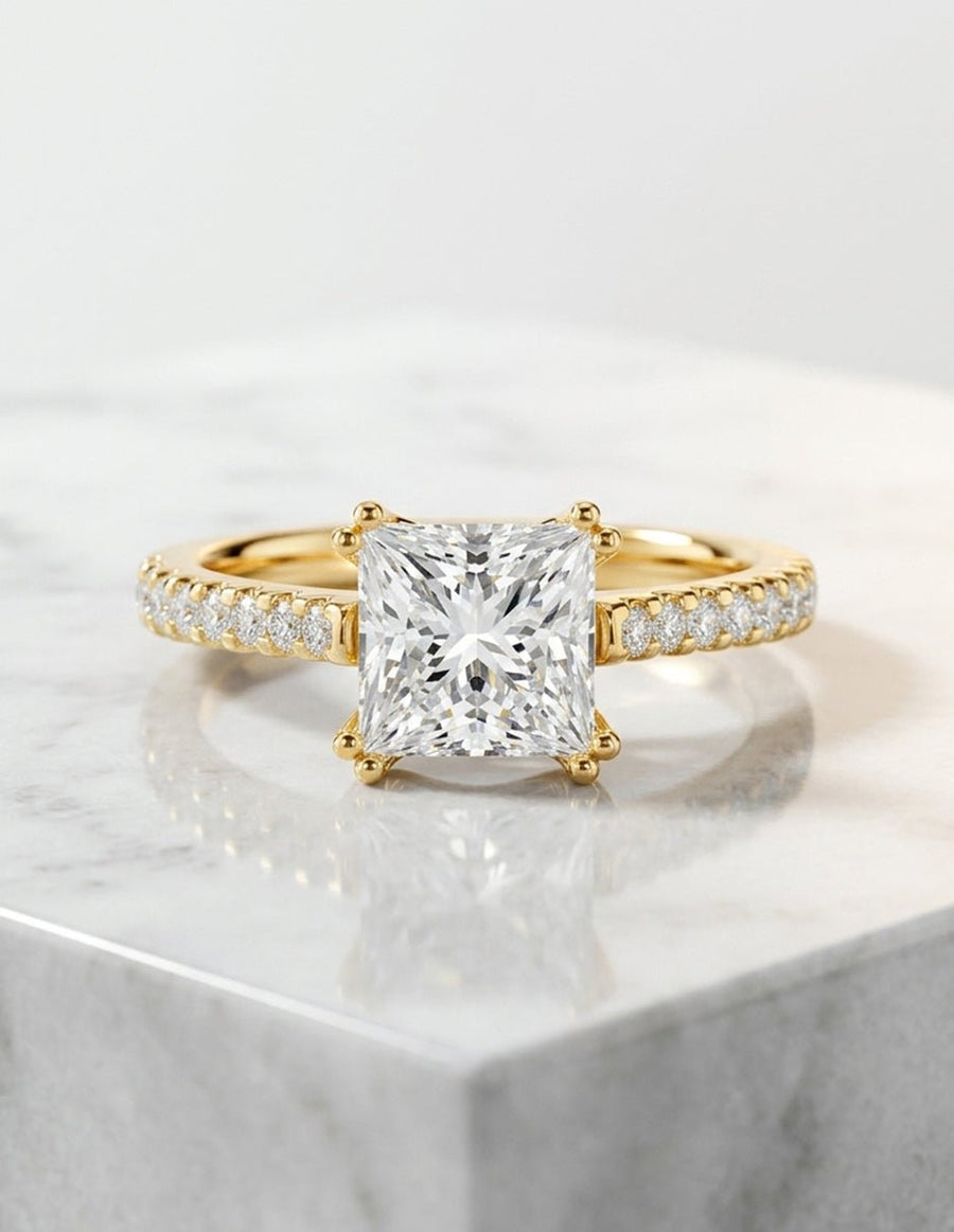 Anillo de compromiso - piedras laterales - AMORE277-PR-LG