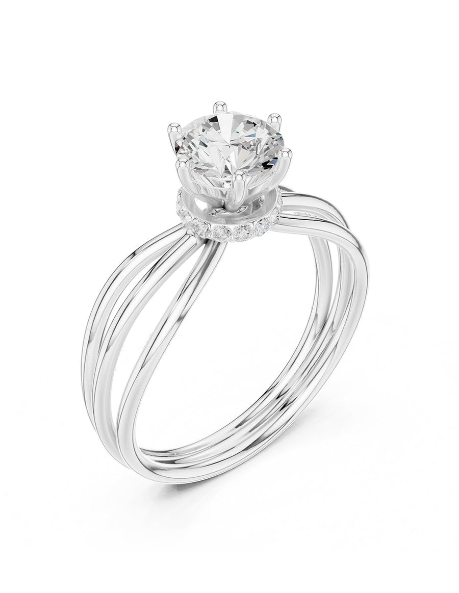 Anillo de compromiso - piedras laterales - AMORE279-RD-LG