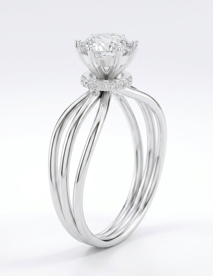 Anillo de compromiso - piedras laterales - AMORE279-RD-LG