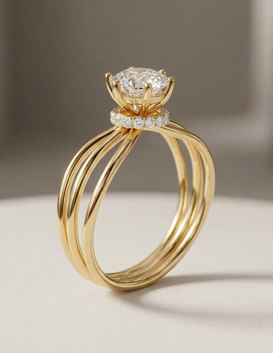 Anillo de compromiso - piedras laterales - AMORE279-RD-LG