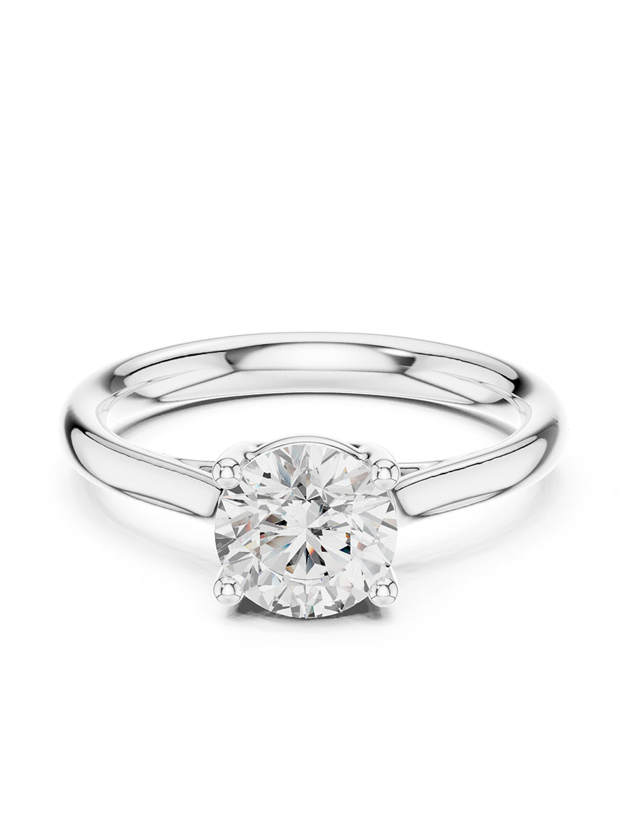 Anillo estilo solitario con diamante natural redondo 0.21 ct, color G, claridad VS2