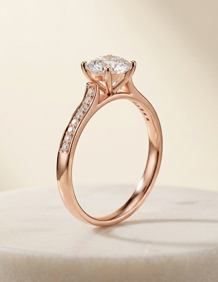 Anillo de compromiso - piedras laterales - AMORE280-RD-LG