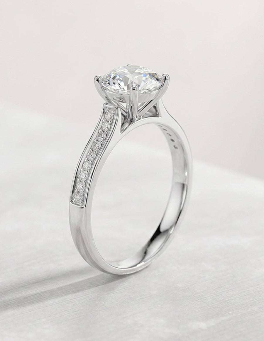Anillo de compromiso - piedras laterales - AMORE280-RD-LG
