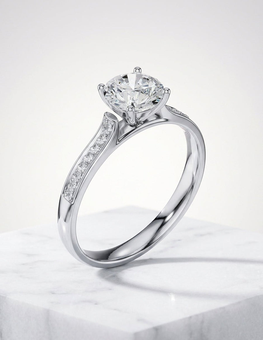 Anillo de compromiso - piedras laterales - AMORE280-RD-LG