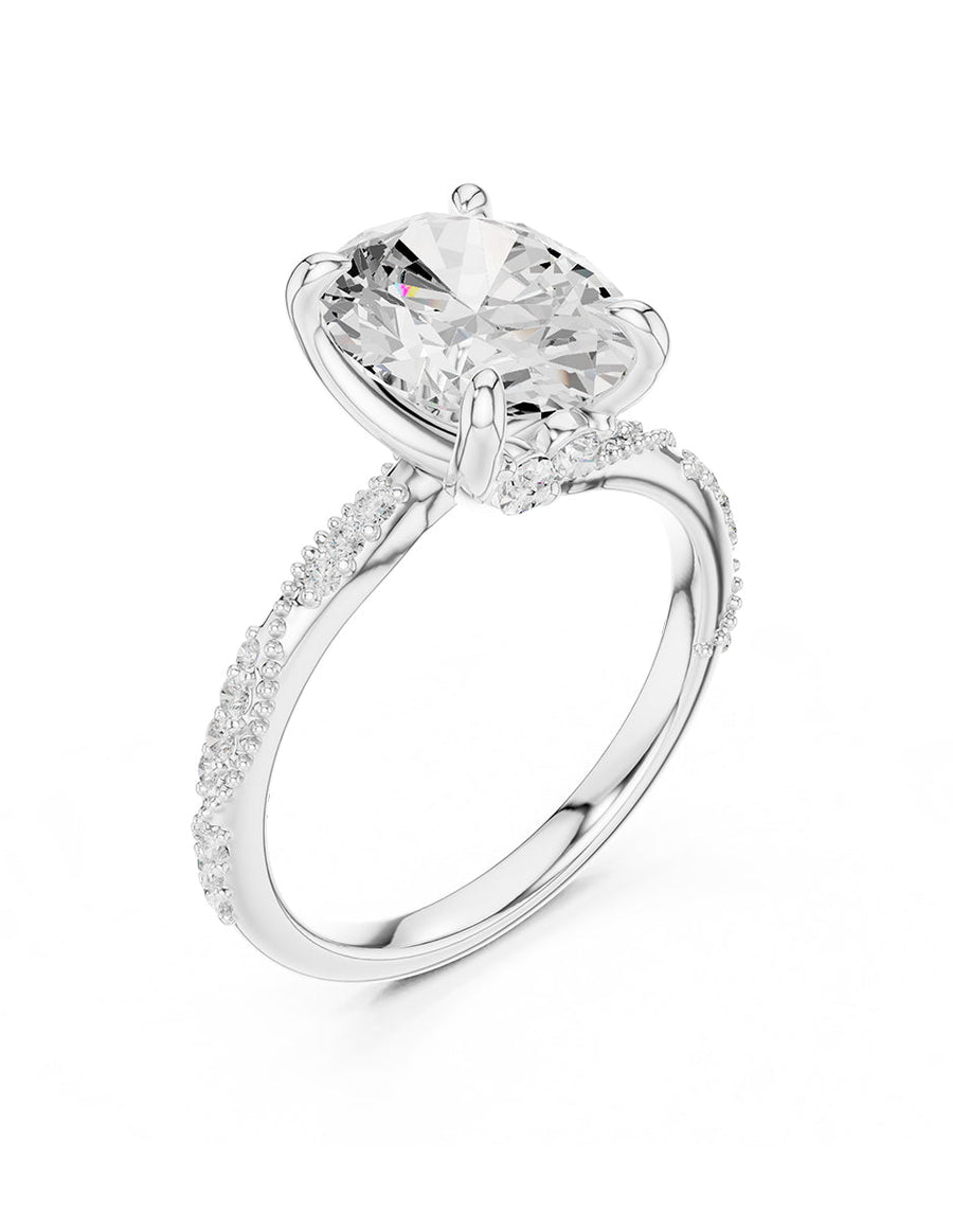 Anillo de compromiso - piedras laterales - AMORE282-OV-LG