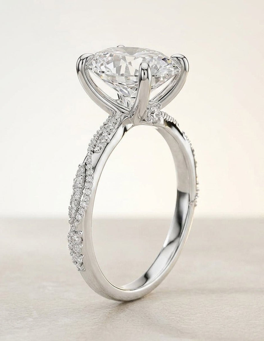 Anillo de compromiso - piedras laterales - AMORE282-OV-LG