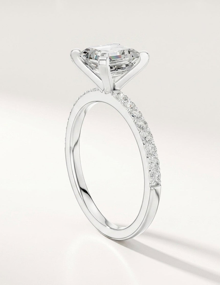 Anillo de compromiso - piedras laterales - AMORE283-AS-LG