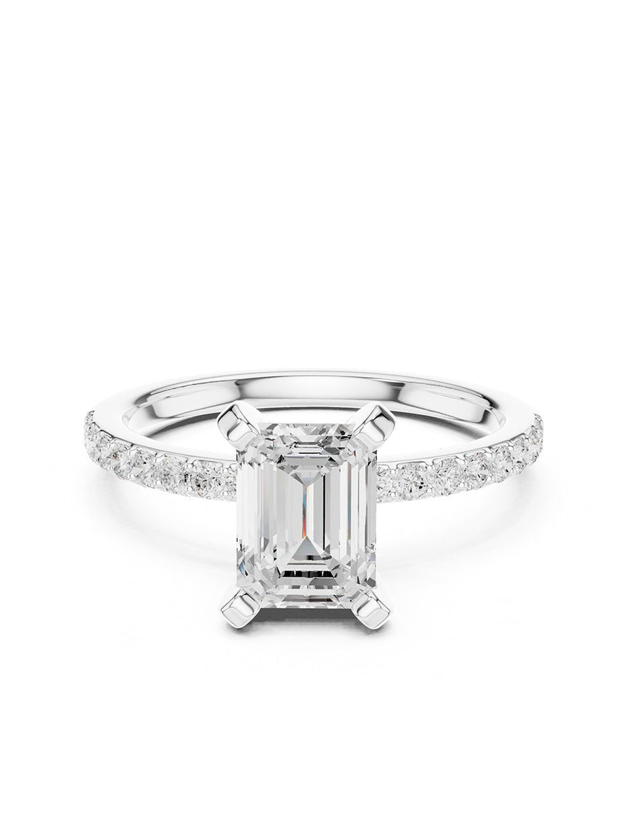 Anillo de compromiso - piedras laterales - AMORE283-EM-LG