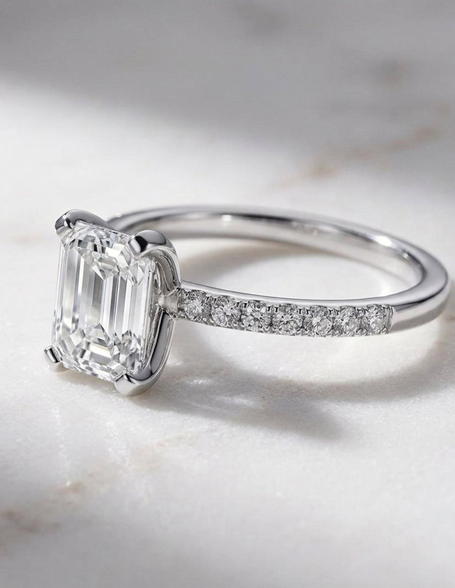 Anillo de compromiso - piedras laterales - AMORE283-EM-LG