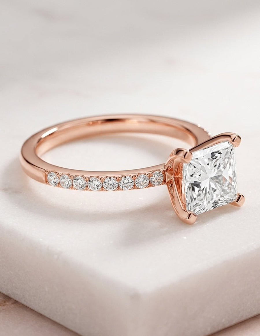 Anillo de compromiso - piedras laterales - AMORE283-PR-LG