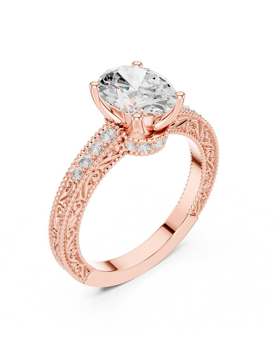 Anillo de compromiso - piedras laterales - AMORE284-OV-LG