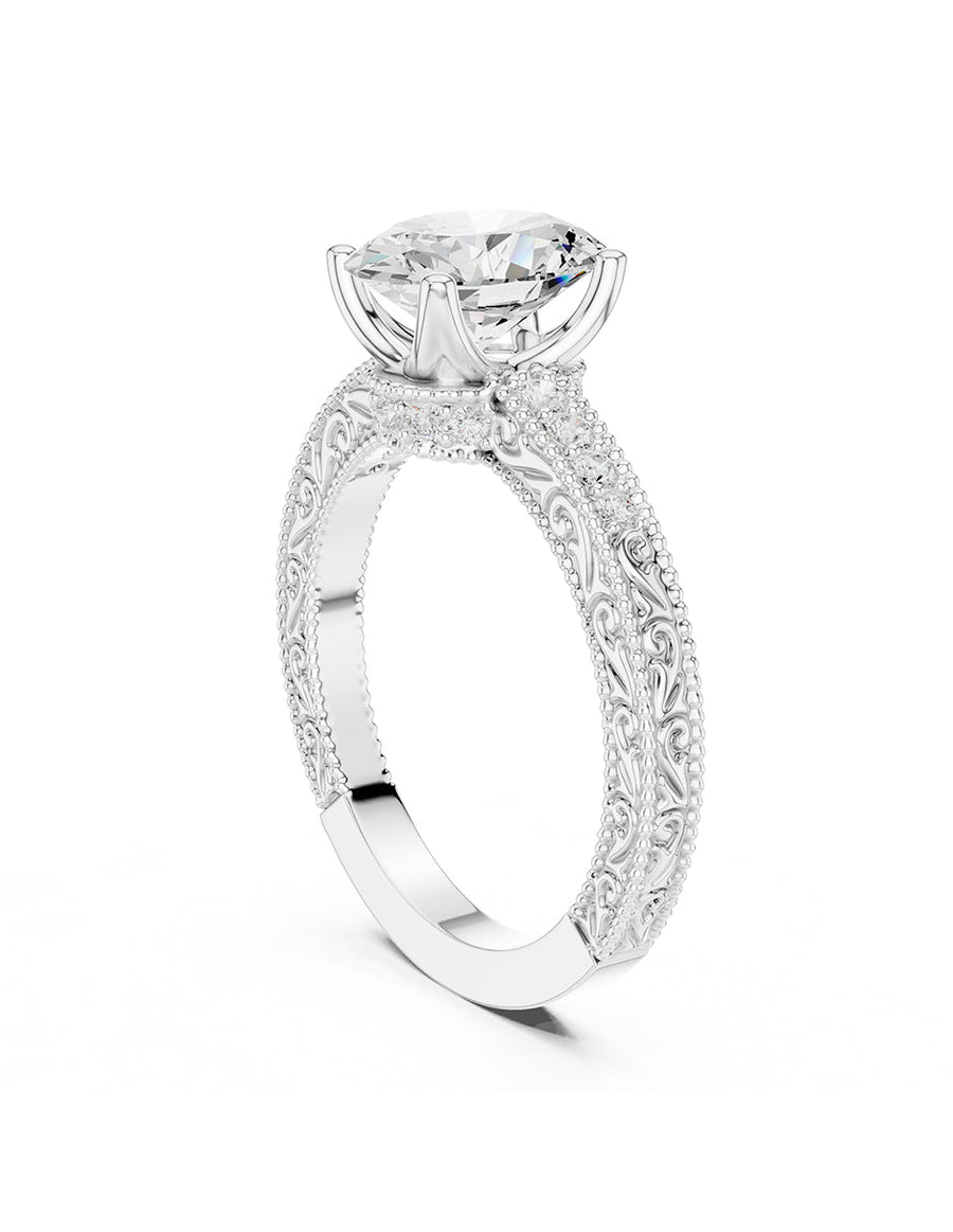 Anillo de compromiso - piedras laterales - AMORE284-OV-LG
