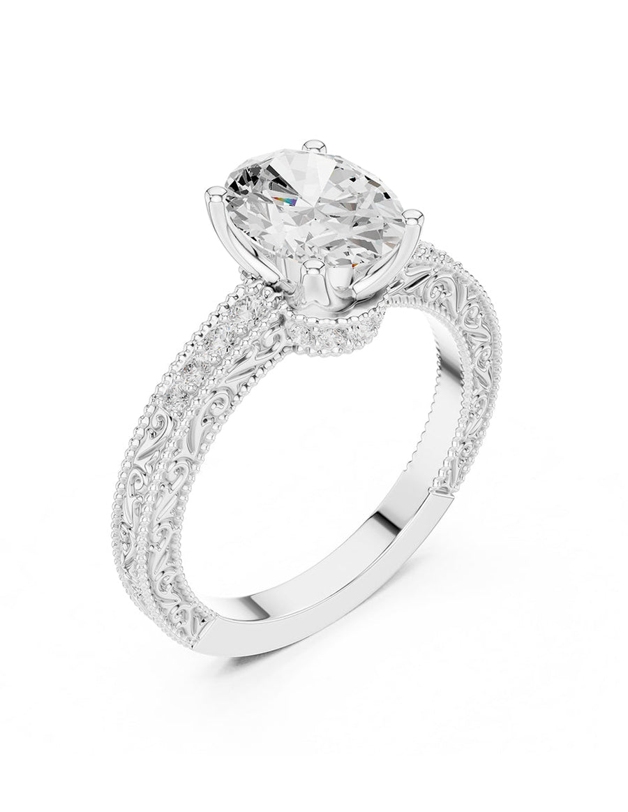 Anillo de compromiso - piedras laterales - AMORE284-OV-LG