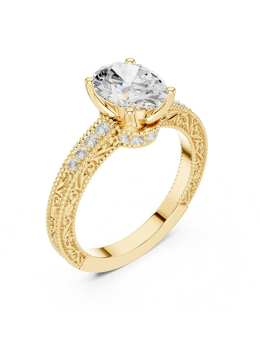 Anillo de compromiso - piedras laterales - AMORE284-OV-LG