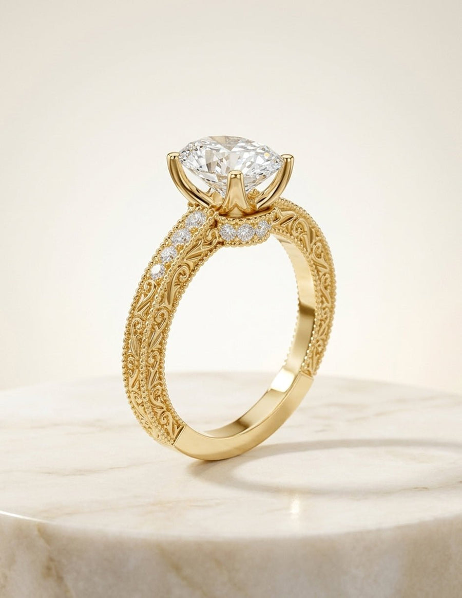 Anillo de compromiso - piedras laterales - AMORE284-OV-LG