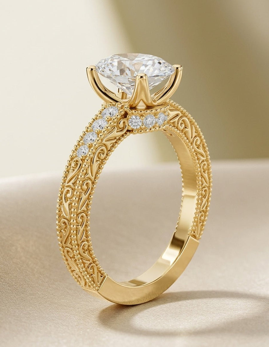 Anillo de compromiso - piedras laterales - AMORE284-OV-LG