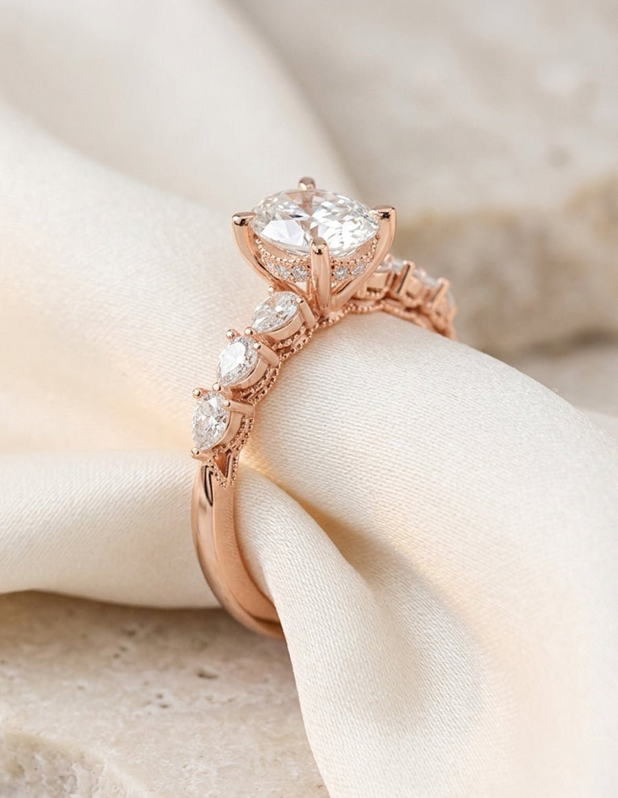 Anillo de compromiso - piedras laterales - AMORE285-OV-LG