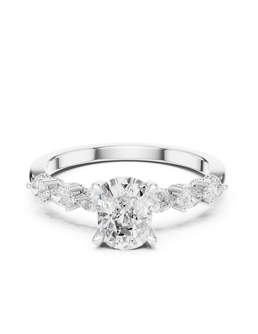 Anillo de compromiso - piedras laterales - AMORE285-OV-LG