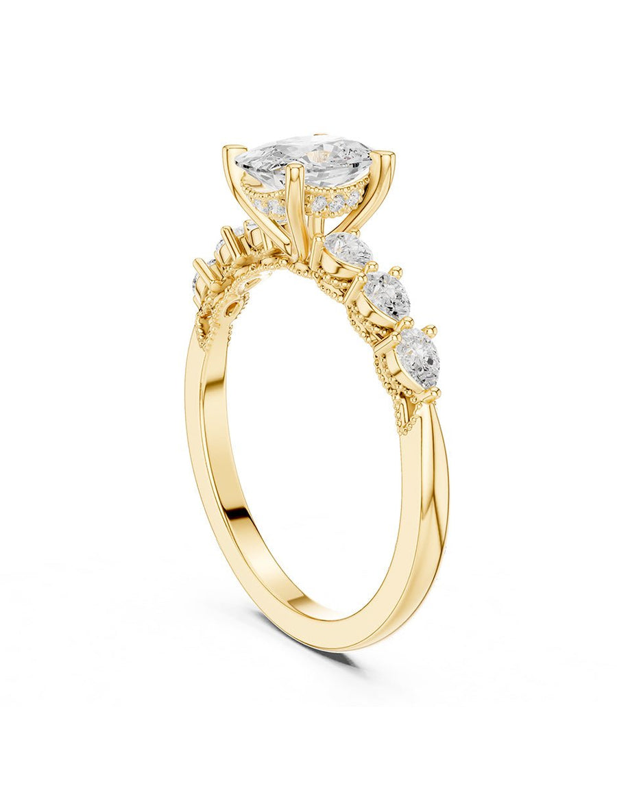 Anillo de compromiso - piedras laterales - AMORE285-OV-LG