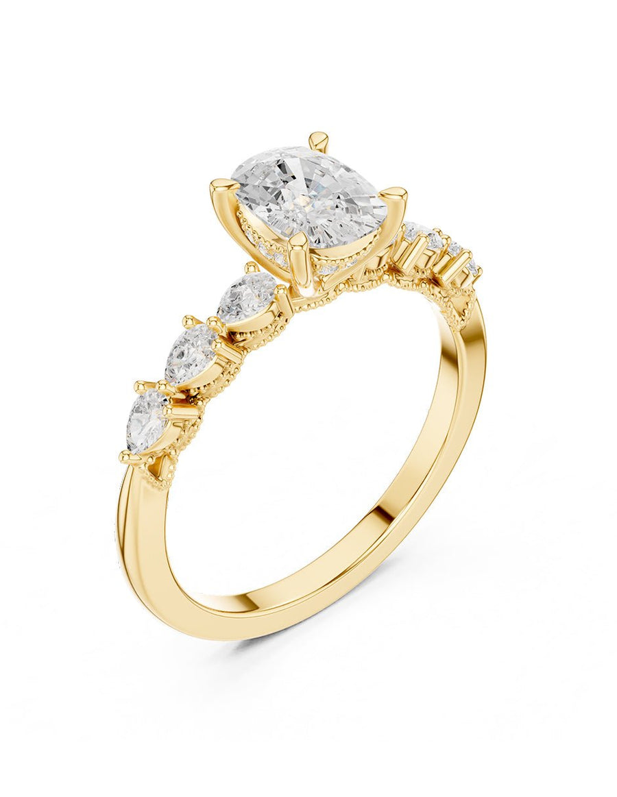 Anillo de compromiso - piedras laterales - AMORE285-OV-LG