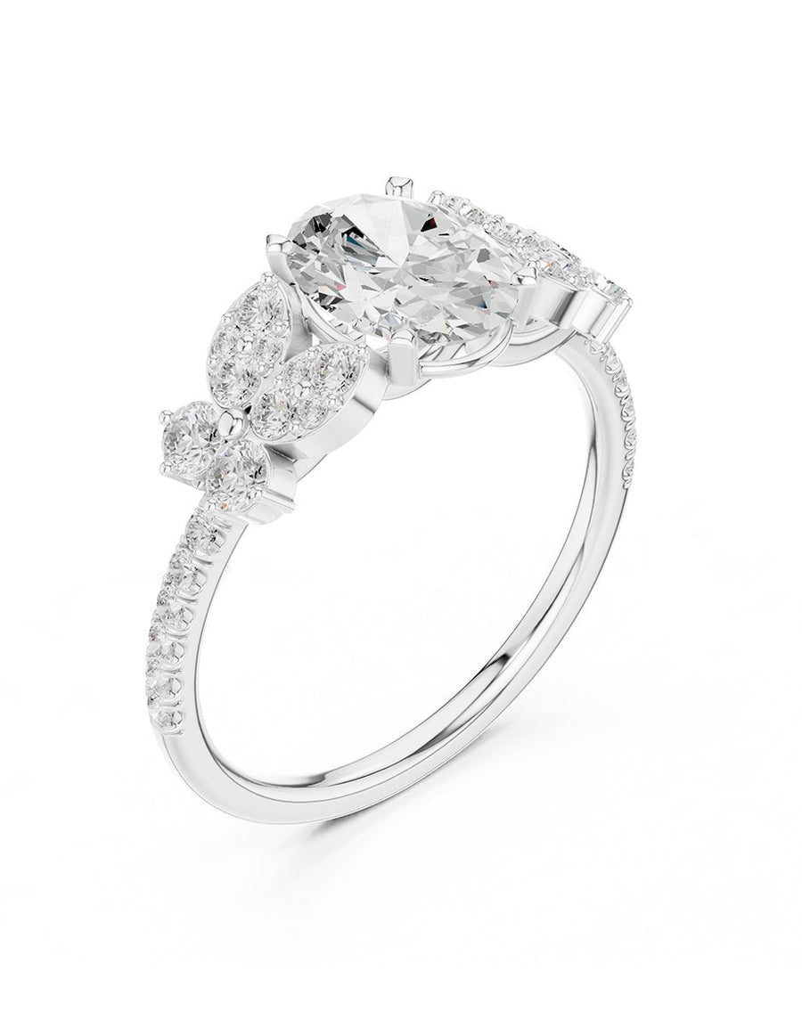 Anillo de compromiso - piedras laterales - AMORE287-OV-LG