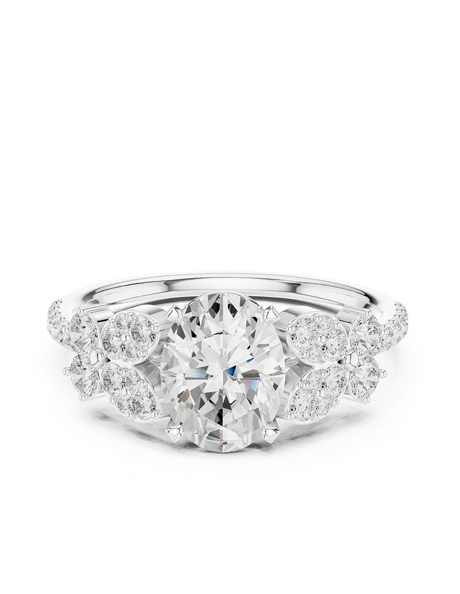 Anillo de compromiso - piedras laterales - AMORE287-OV-LG