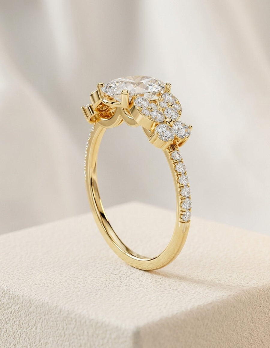 Anillo de compromiso - piedras laterales - AMORE287-OV-LG