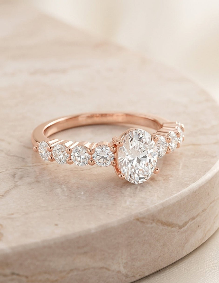 Anillo de compromiso - piedras laterales - AMORE288-OV-LG