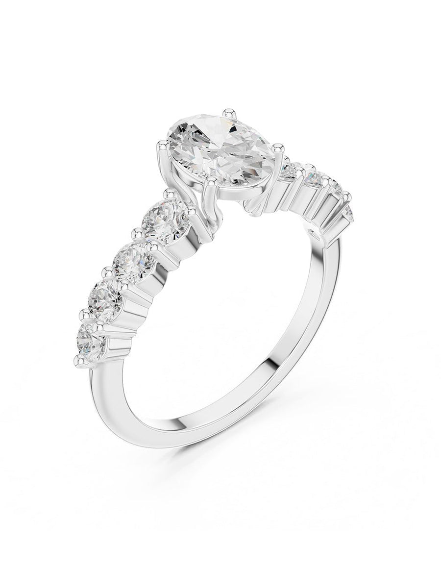 Anillo de compromiso - piedras laterales - AMORE288-OV-LG