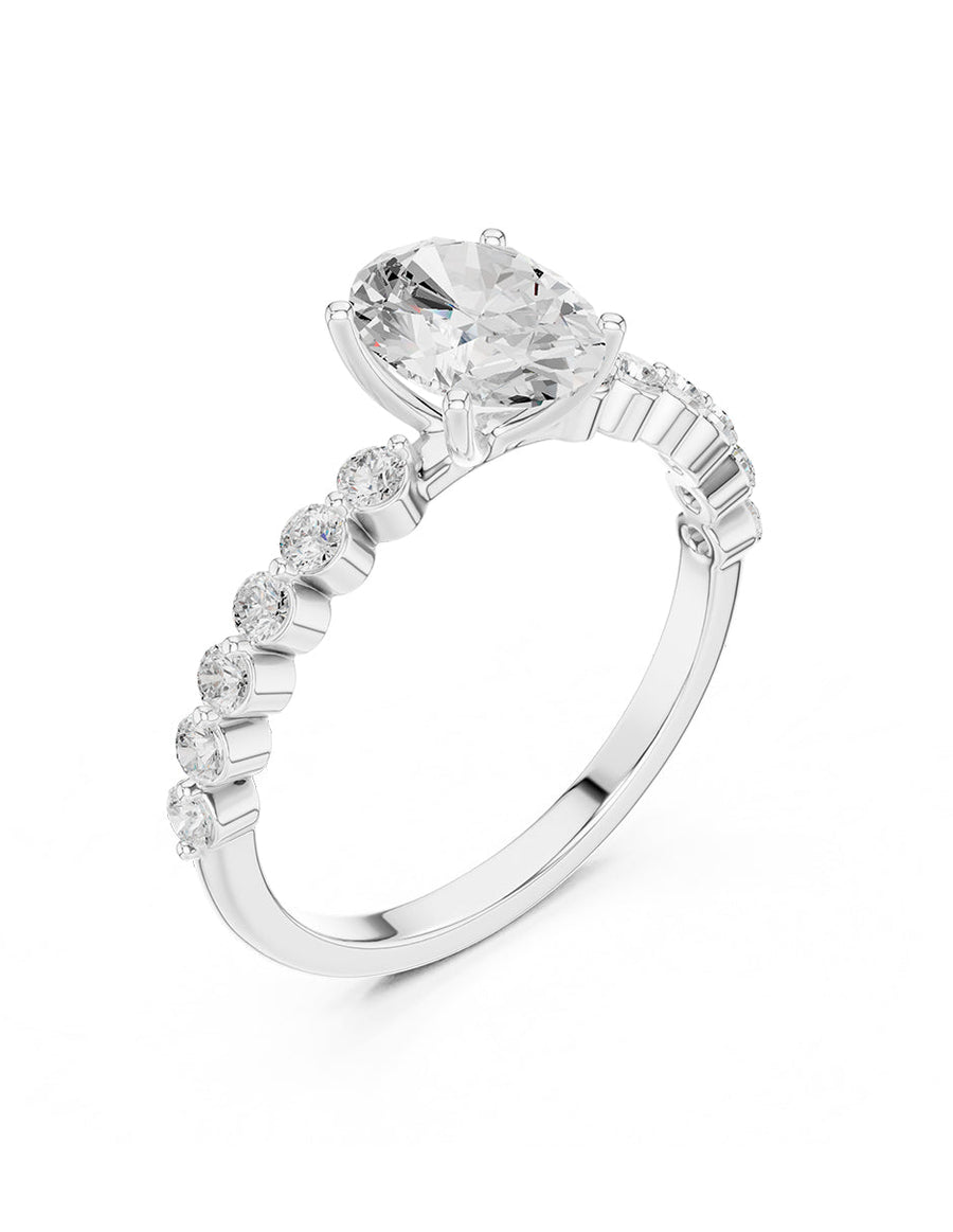 Anillo de compromiso - piedras laterales - AMORE289-OV-LG