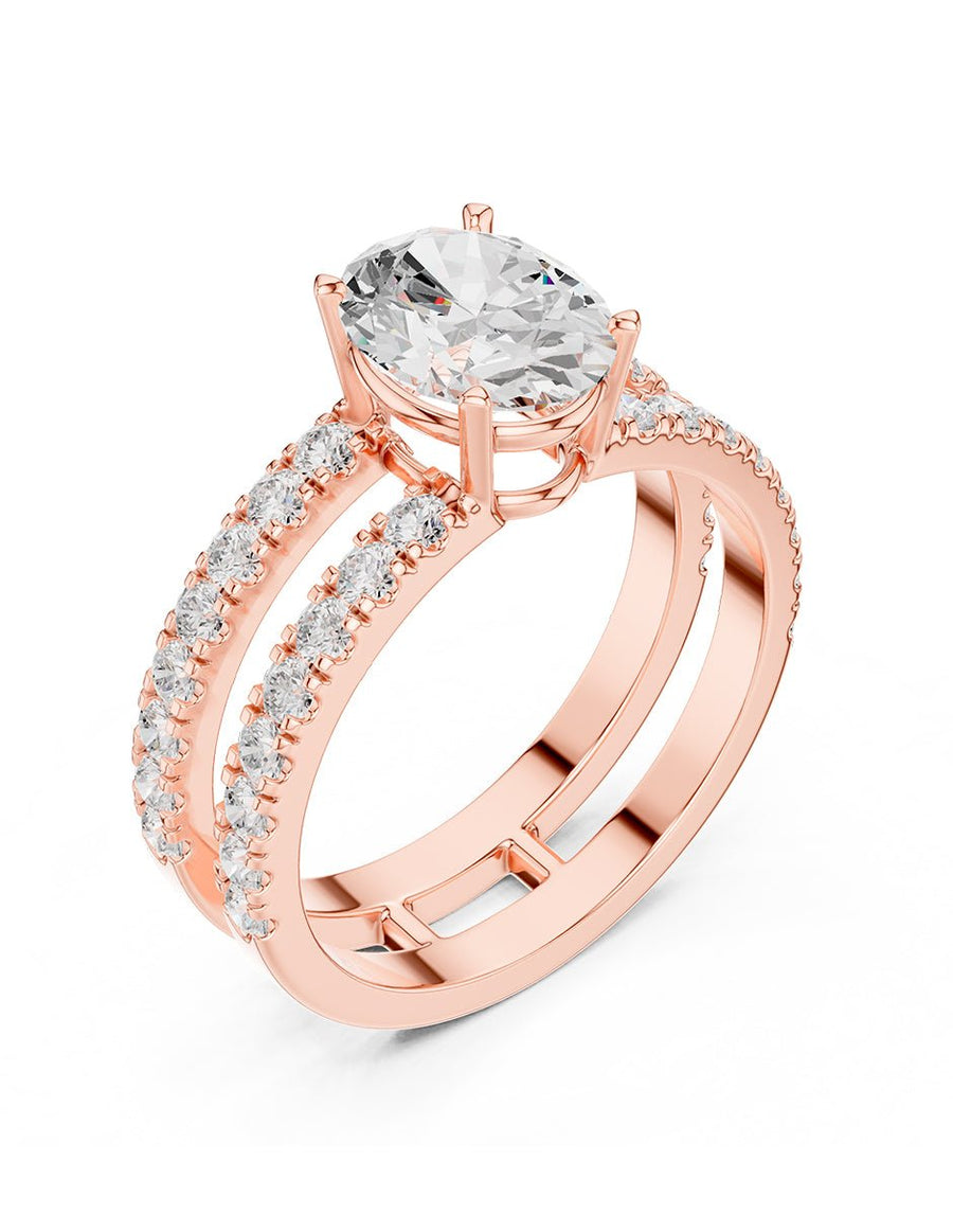 Anillo de compromiso - piedras laterales - AMORE291-OV-LG