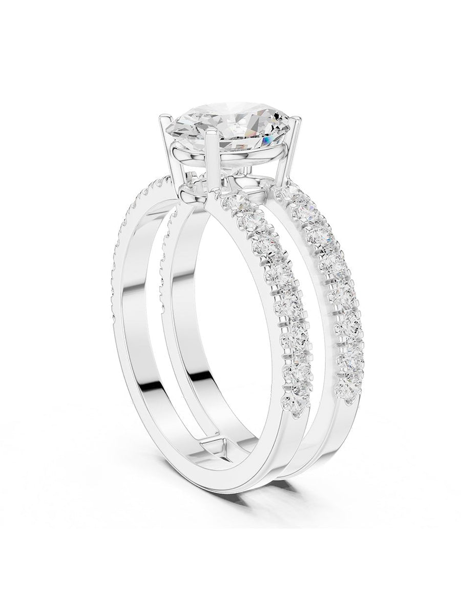 Anillo de compromiso - piedras laterales - AMORE291-OV-LG