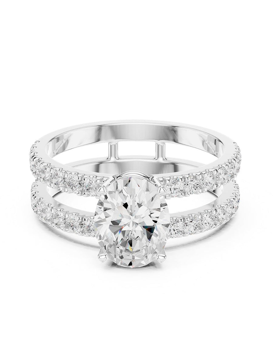 Anillo de compromiso - piedras laterales - AMORE291-OV-LG