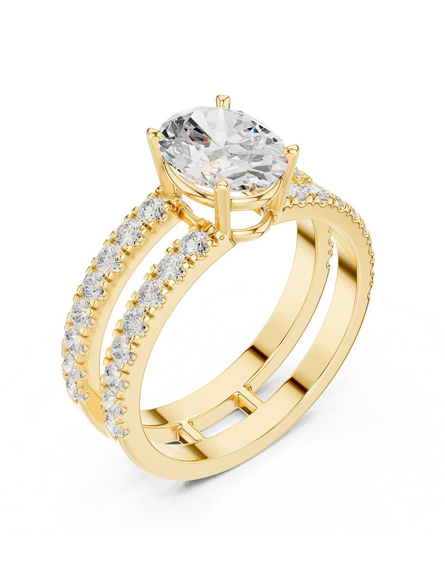 Anillo de compromiso - piedras laterales - AMORE291-OV-LG