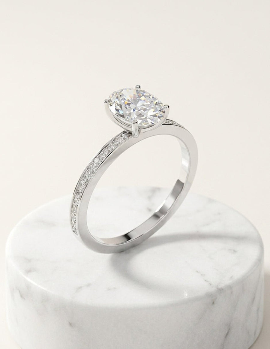 Anillo de compromiso - piedras laterales - AMORE292-OV-LG