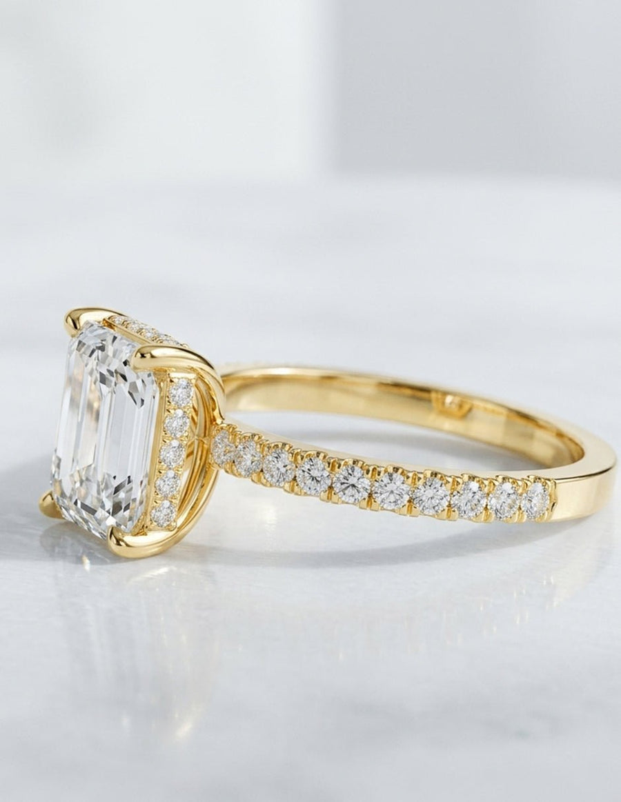 Anillo de compromiso - piedras laterales - AMORE293-EM-LG