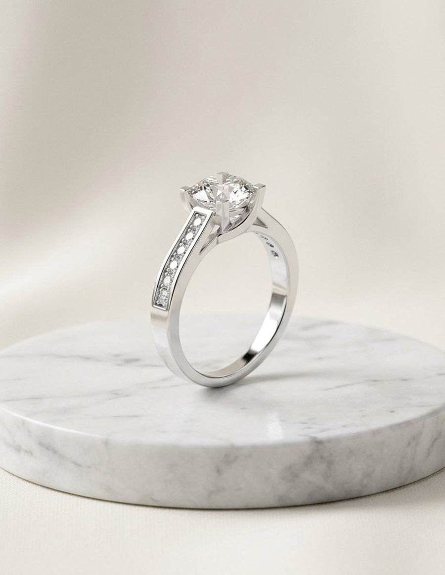 Montura para personalizar - piedras laterales - AMORE295-RD