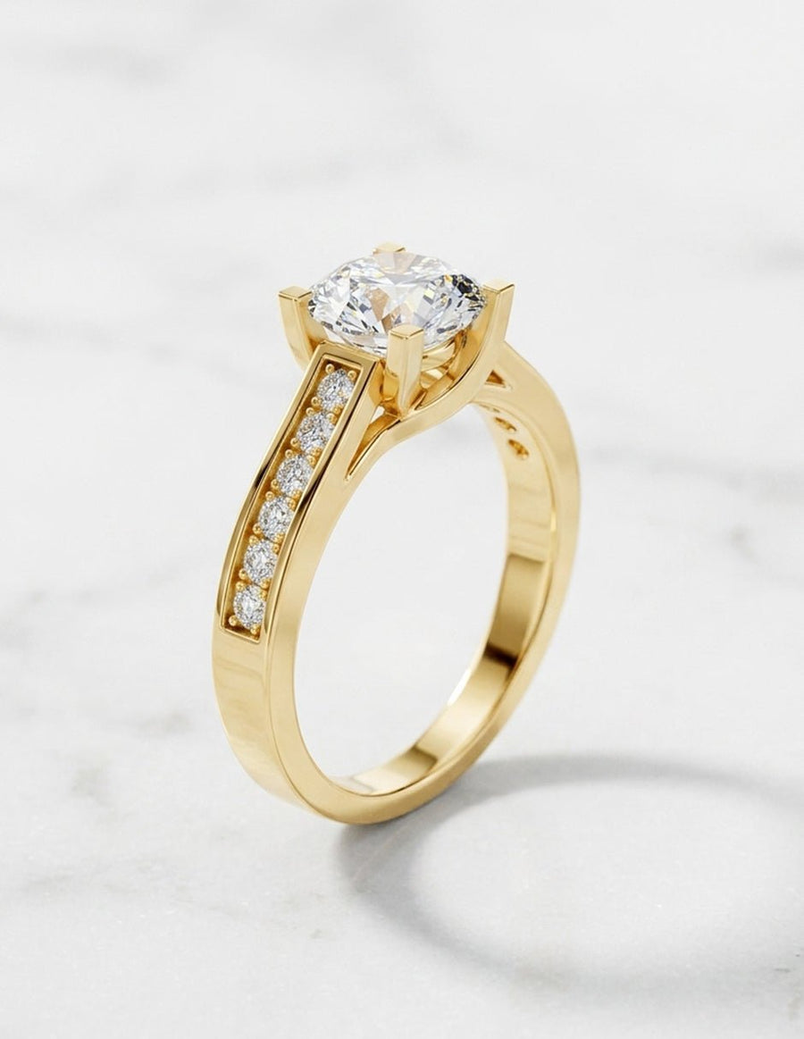 Anillo de compromiso - piedras laterales - AMORE295-RD-LG