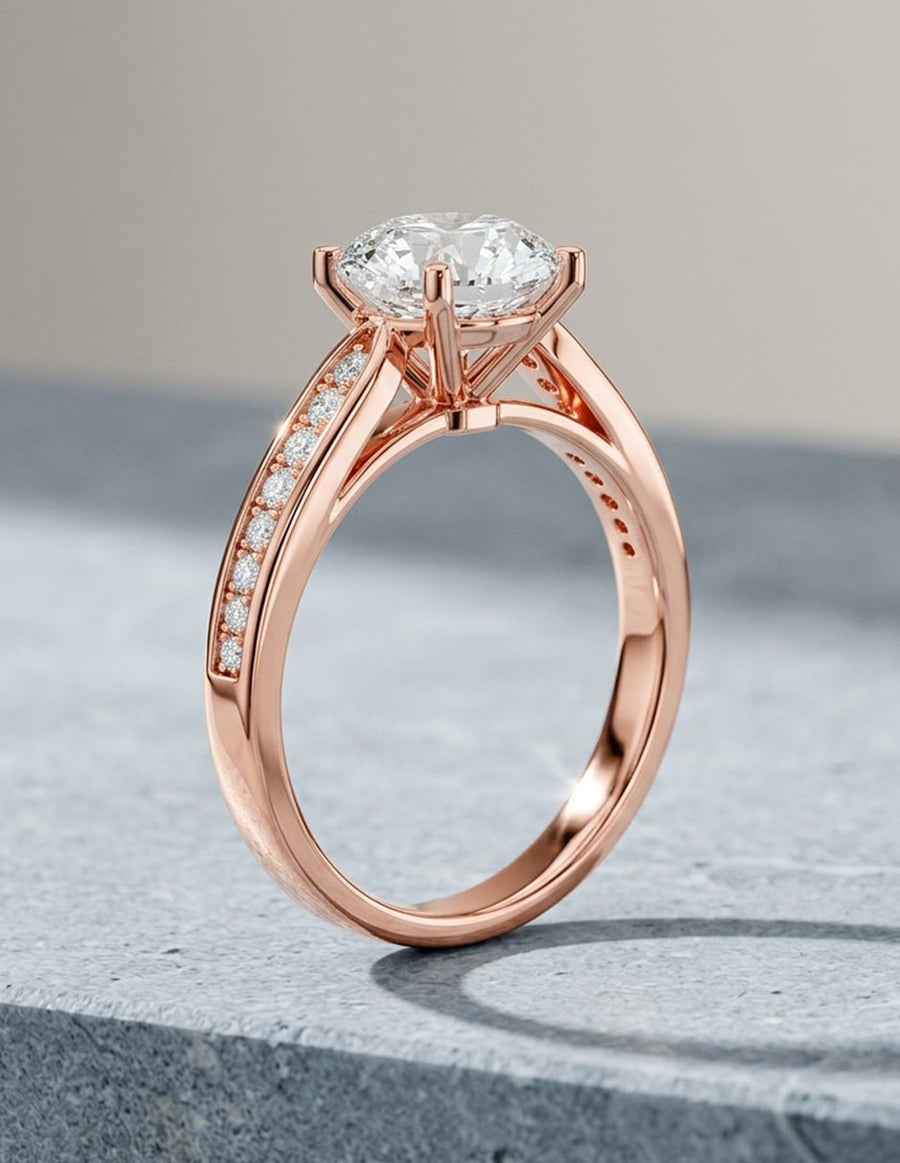 Anillo de compromiso - piedras laterales - AMORE296-RD-LG
