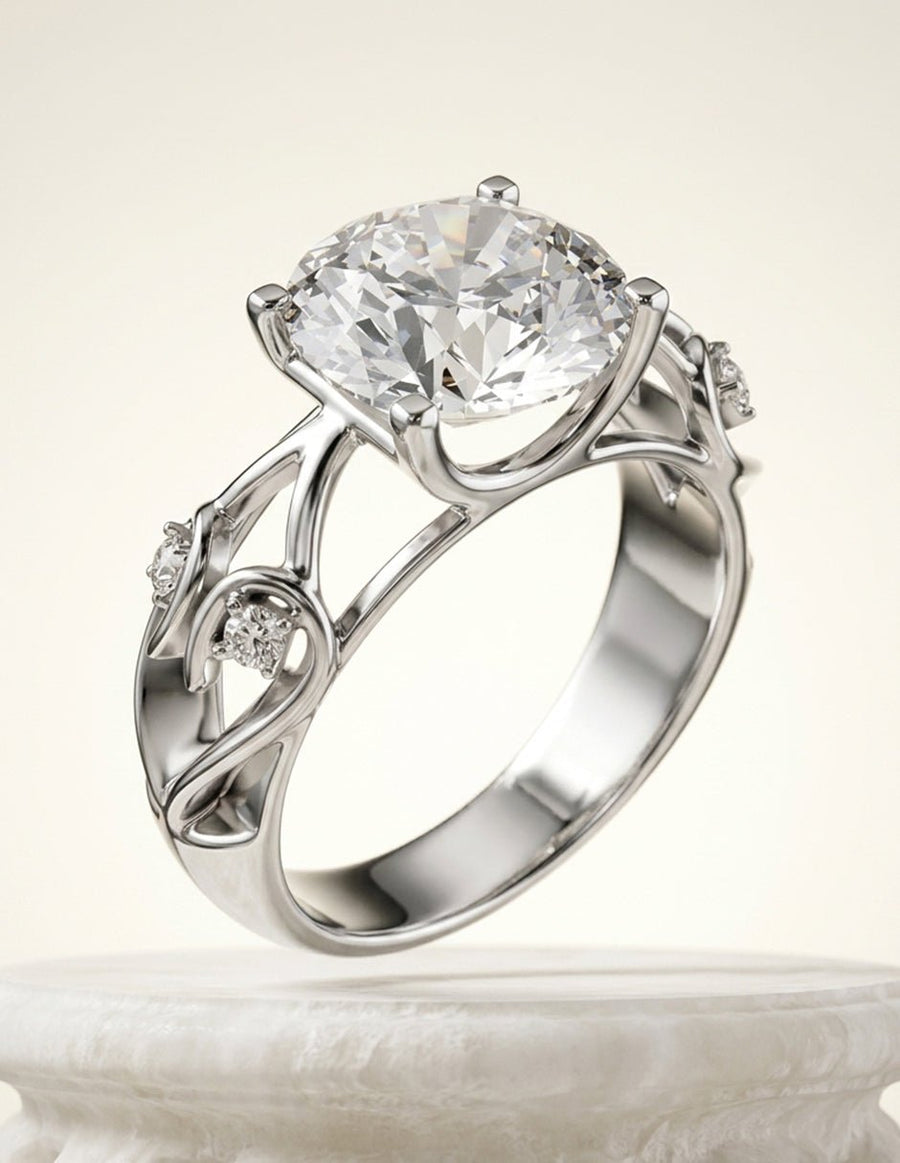 Anillo de compromiso - piedras laterales - AMORE299-RD-LG