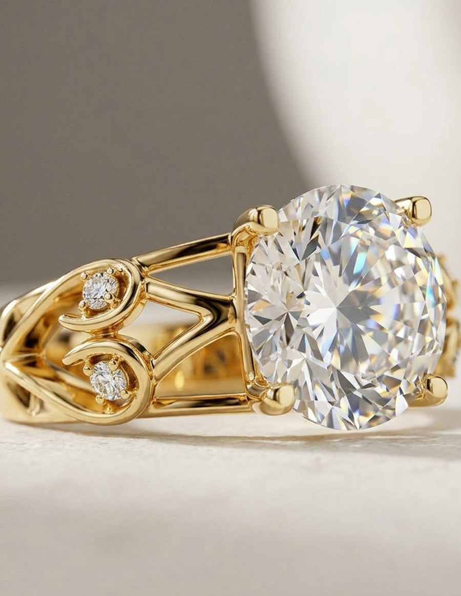 Anillo de compromiso - piedras laterales - AMORE299-RD-LG