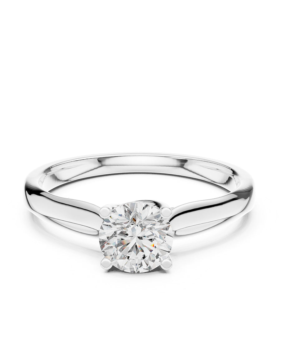 Anillo estilo solitario con diamante natural redondo 0.23 ct, color H, claridad VVS2