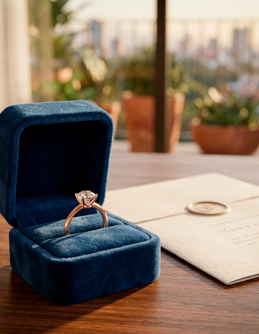 Anillo de Compromiso - solitario - AMORE30-RD-CZ
