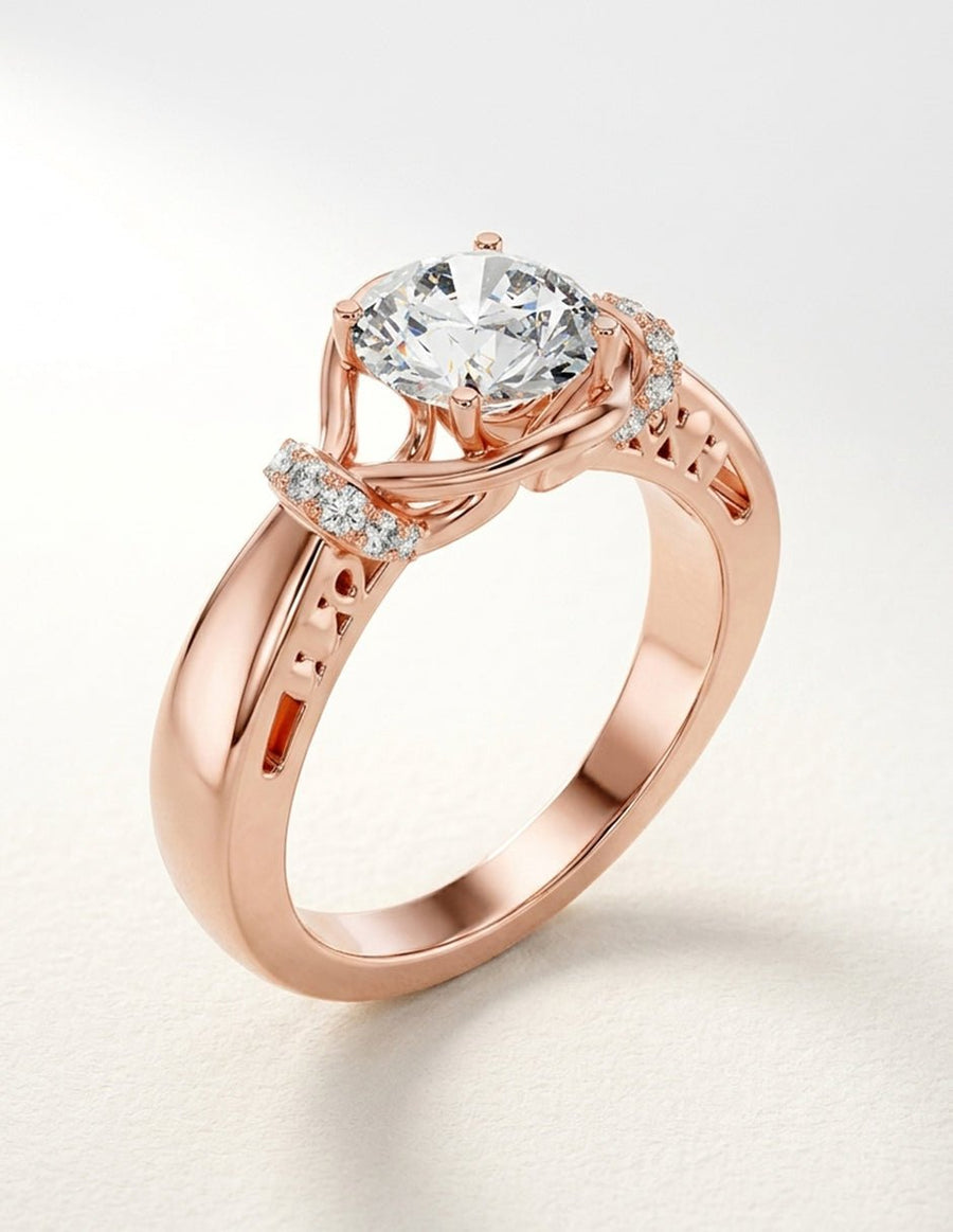 Anillo de compromiso - piedras laterales - AMORE300-RD-LG